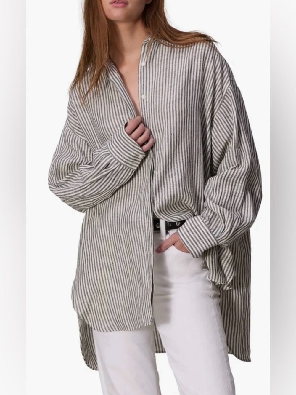 Medium Rag & Bone Ryan Oversize Stripe Linen Button-Up Shirt